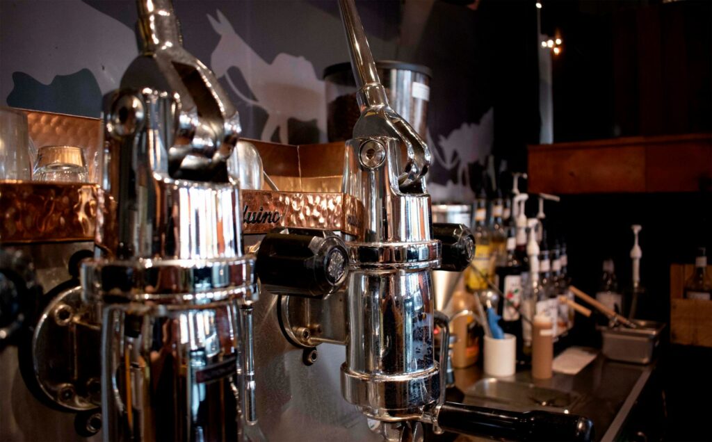 Espresso machine behind the counter